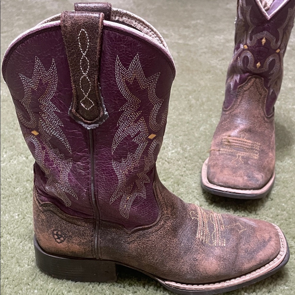 Ariat Kids Brown and Purple Boots - Picture 3 of 5